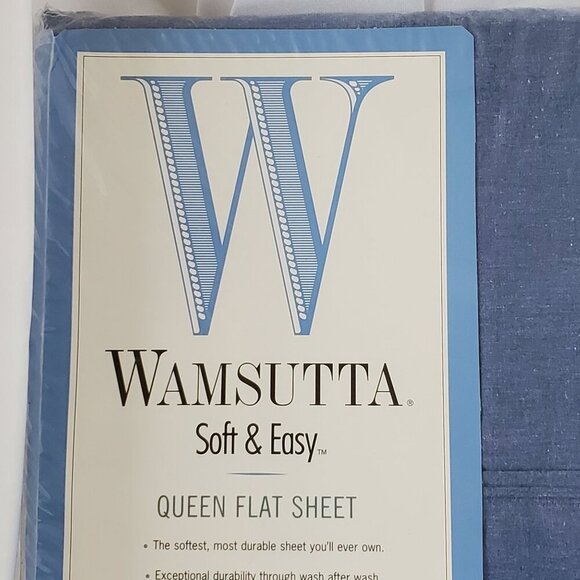 Wamsutta Queen Flat Sheet Denim Blue 250 Thread Count 50% Cotton 50% Polyester - Picture 9 of 11